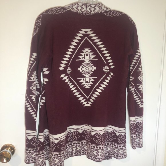 Pink Republic Burgundy/cream Aztec design Sweater Size S - Picture 4 of 11